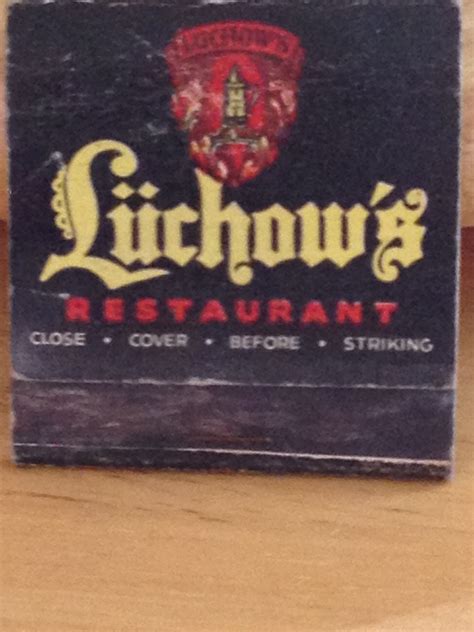 Luchows Restaurant Restaurant New York Luchow Matchbook