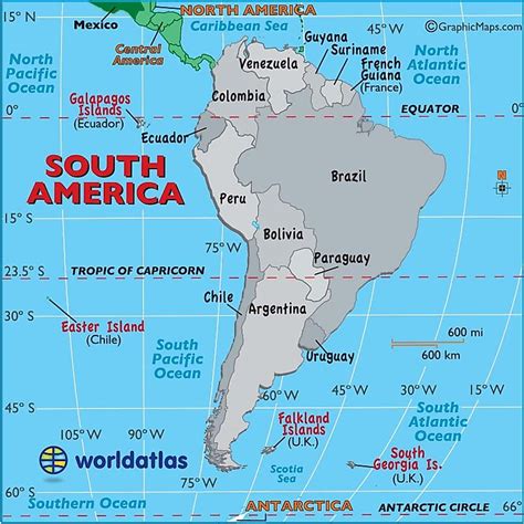 Large Map Of South America Easy To Read And Printable