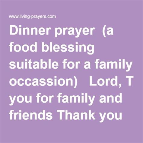 Experience the power of prayer dear heavenly father, we offer you gratitude for the ability to gather for this easter dinner prayer. Dinner prayer (a food blessing suitable for a family ...
