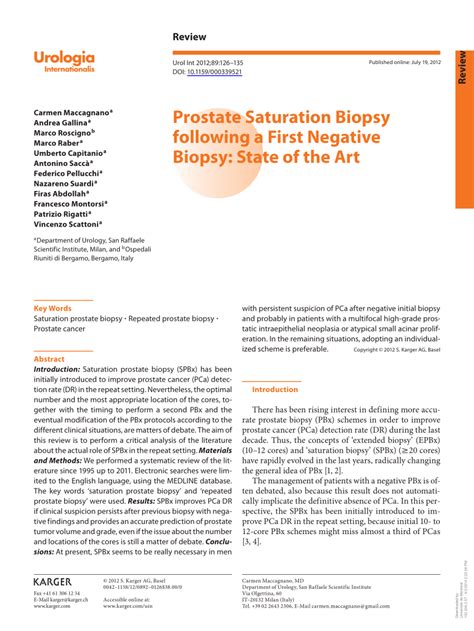 Pdf Prostate Saturation Biopsy Following A First Negative Biopsy