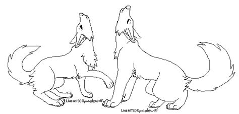 Howling Wolf Couple Lineart By Protosykelegacy On Deviantart