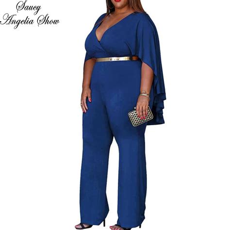Saucy Angelia Rompers Womens Jumpsuit Elegant Royal Blue Ruffles Shawl Bodysuits Party Overalls