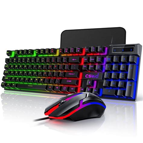 Gaming Keyboard And Mouse 104 Keys Rainbow Led Rgb Backlit Quiet