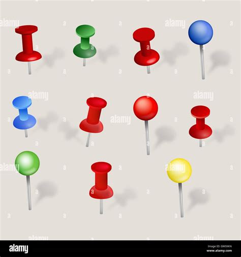 Set Of Push Pins In Different Colors Stock Vector Image And Art Alamy