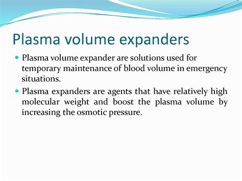 Solution Plasma Volume Expanders Studypool