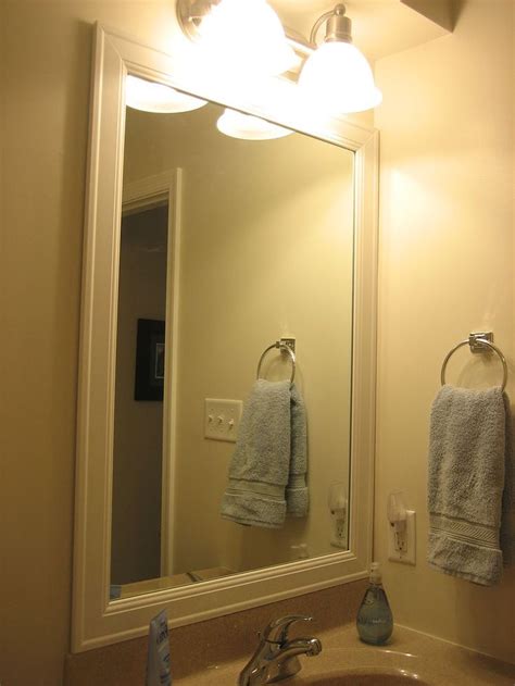 How To Frame Out Your Builder Grade Bathroom Mirrors Bathroom Mirror Frame Bathroom Mirror