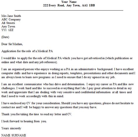 Browse 1,250+ cover letter examples for any profession. Medical PA Cover Letter Example - icover.org.uk