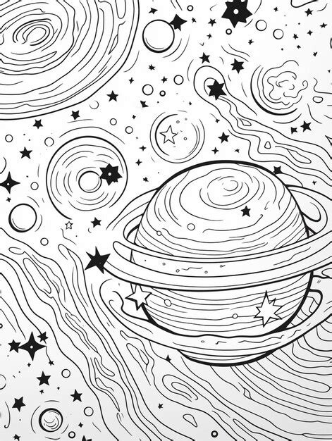 Premium Photo A Drawing Of A Space Scene With A Saturn And Stars