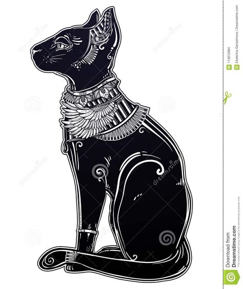 Illustration Of Egyptian Cat Goddess Bastet Stock Vector Illustration Of Design Black 113612884
