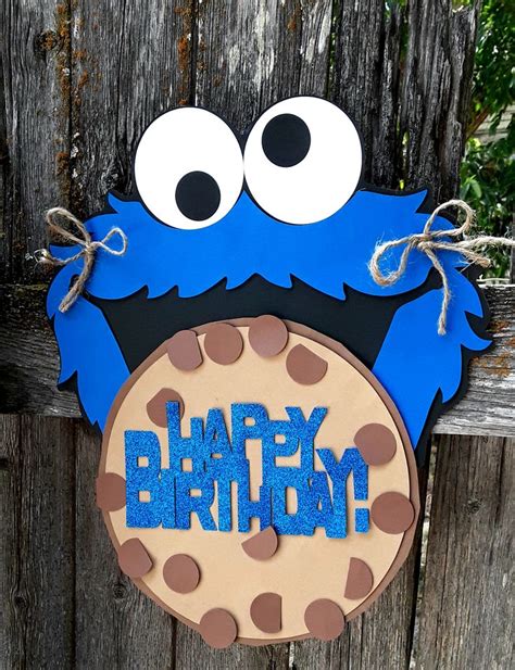 Cookie Monster Theme Happy Birthday Sign Cookie Monster Party Photo