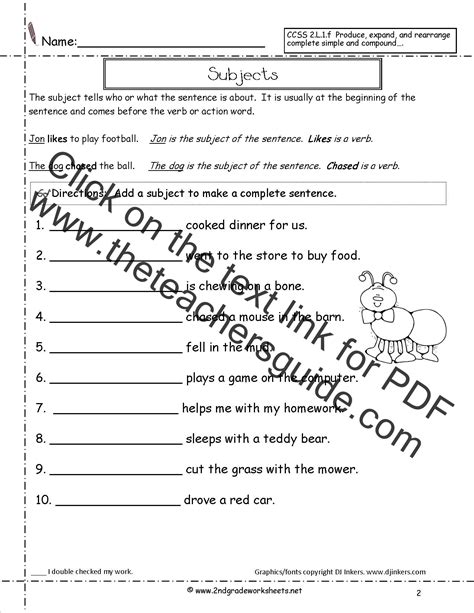 Second Grade Sentences Worksheets, CCSS 2.L.1.f Worksheets.