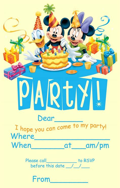Disney Birthday Invitations Free Printable Printable Templates
