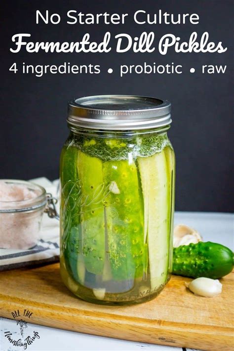 No Starter Culture Fermented Dill Pickles 4 Ingredients Probiotic