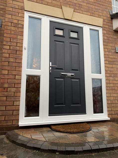 Solid Core Door In Anthracite Grey With 2 Side Panels Fitted Near