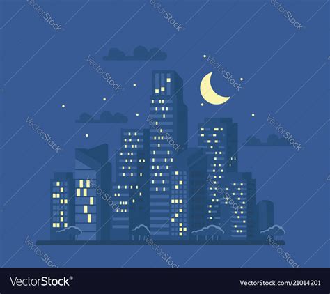 Night Cityscape Royalty Free Vector Image Vectorstock