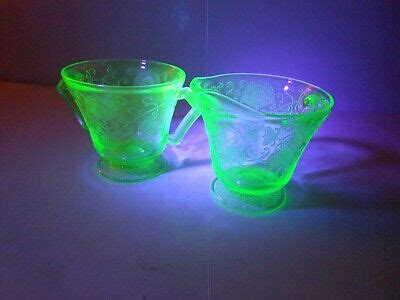 Sugar Creamer Florentine Hazel Atlas Green Depression Glass Glows