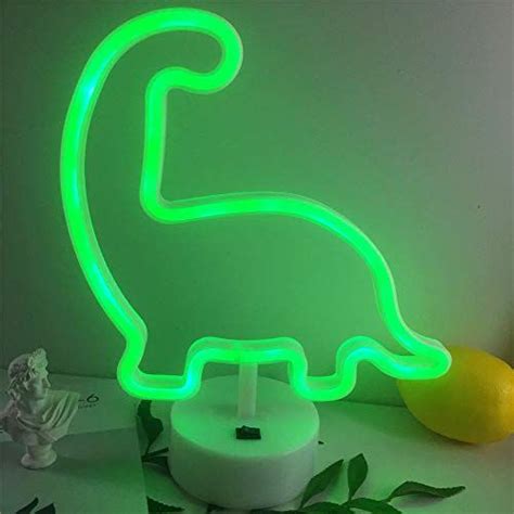 Qunlight Neon Night Light Dinosaur Shaped With Green Lamp Usb And Battery