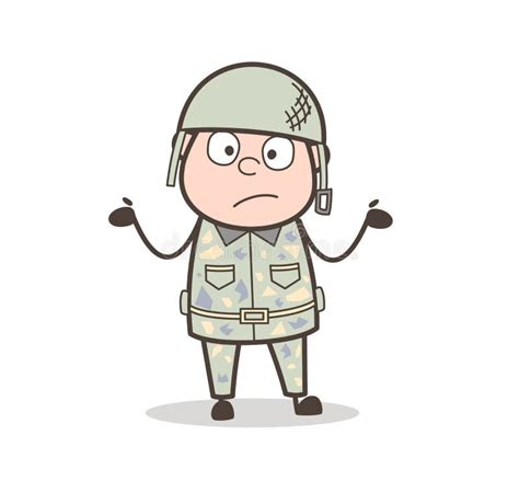 Cartoon Surprised Soldier Vector Character Stock Illustration