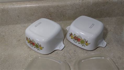 Set Of 2 Corning Ware Square Spice Of Life Personal Petite Individual