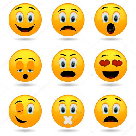 Conjunto De Emoticons Ícones De Sorriso Caras Sorridentes Rostos