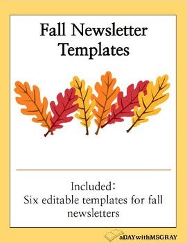 Fall Newsletter Template By Adaywithmsgray Tpt