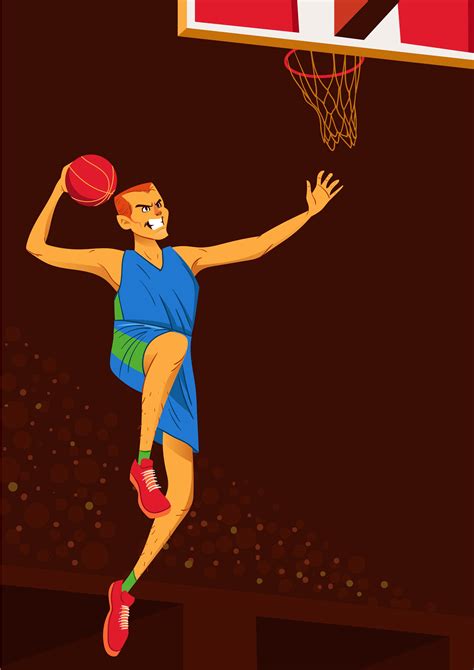 Exaggerated Basketball Player Slam Dunk 180789 Vector Art