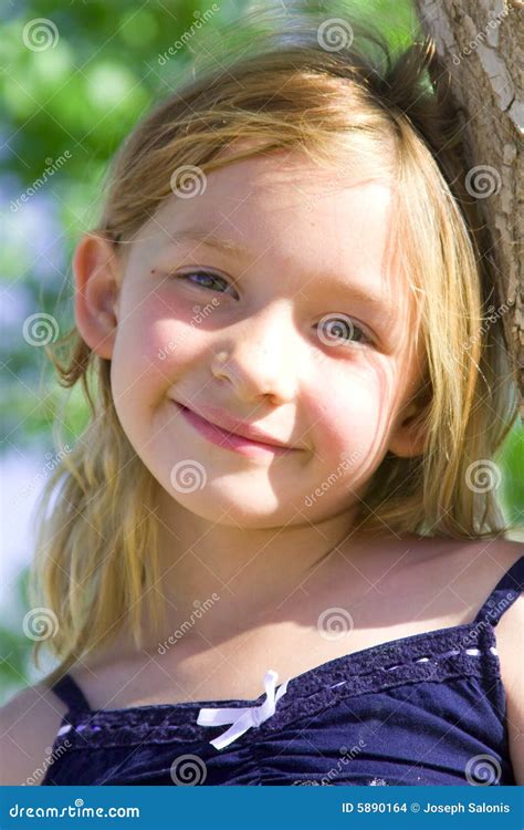 Smiling Six Year Old Girl Stock Photo Image Of Childhood 5890164