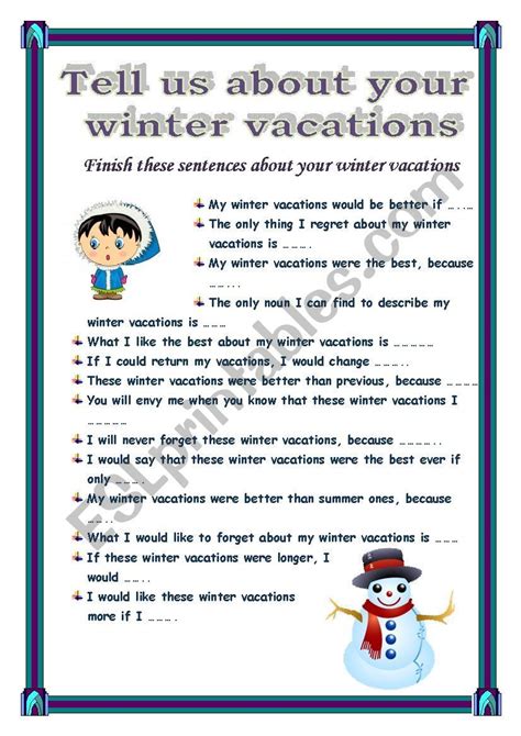 My Winter Vacations ESL Worksheet By Xeniya Victorovna Winter Vacation Vocabulary
