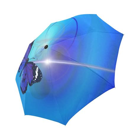 Anti Uv Butterfly Electric Blue Automatic Foldable Umbrella Etsy