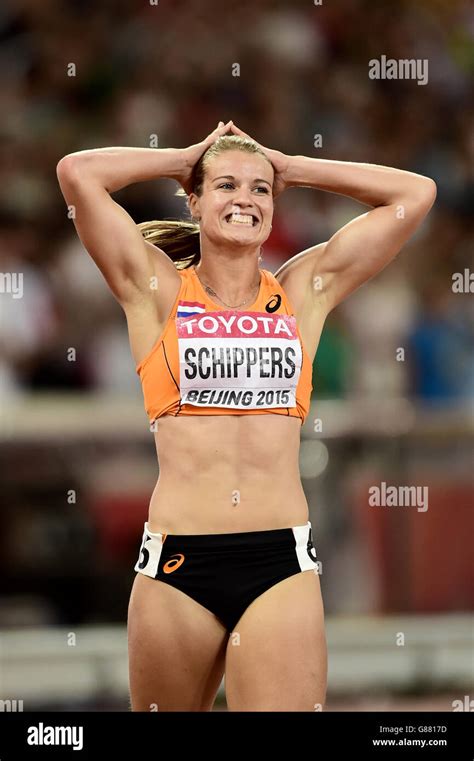 netherlands dafne schippers celebrates victory in the women s 200m