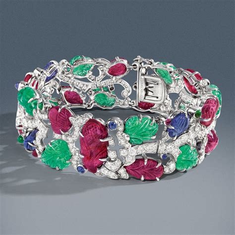 An Art Deco Gem Set And Diamond “tutti Frutti” Bracelet Cartier
