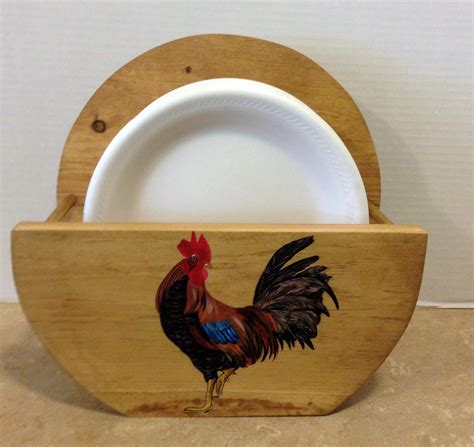 Paper Plate Holder Holder For Plates Rooster Decor Country Decor