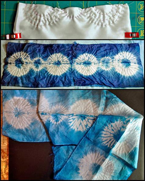 Week 2 Stitched Shibori Curved Lines Shibori Fabric Fabric Dyeing
