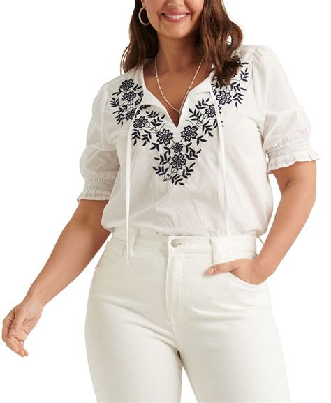 Lucky Brand Embroidered Peasant Top And Reviews Tops Women Macys