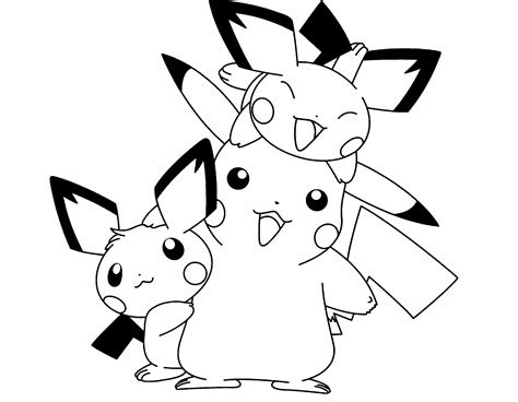 Pokemon Pikachu And Two Friends Are Cute Coloring Page Pikachu