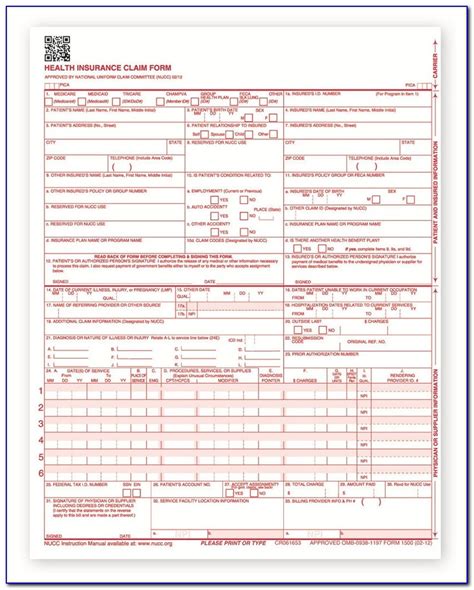 Fillable Cms 1500 Form 02 12 Printable Forms Free Online