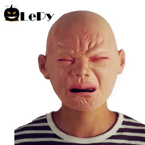 Lepy New Halloween Kisds Mask Latex Disgusted Happy Cry Baby Costume