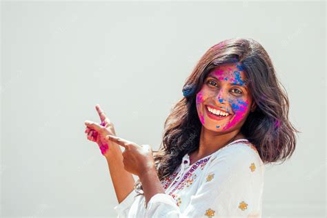 Premium Photo Holi Festival Of Colours Portrait Of Happy Indian Girl