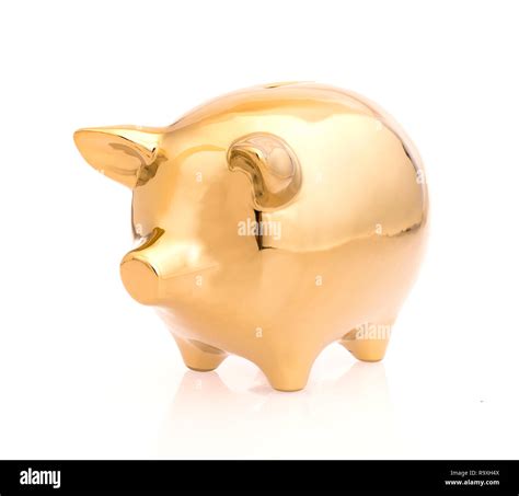 Gold Piggy Bank Isolated On White Background Stock Photo Alamy