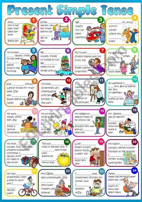 The Present Simple Tense Worksheet With Pictures And
