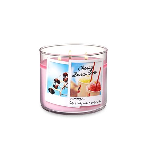 Bath And Body Works Cherry Snow Cone 3 Wick Scented Candle Bougie