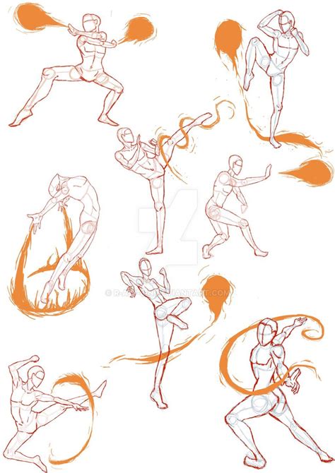 Practice Sketches Firebender Poses By R A V N On Deviantart Dibujos Dibujos Con Figuras
