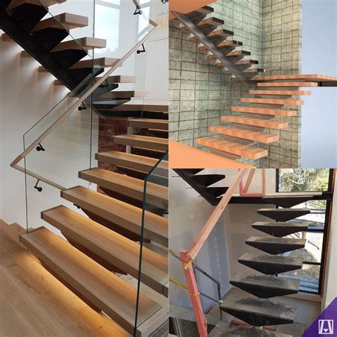 There Are Many Stairs In This House With Glass Railings And Wood Handrails