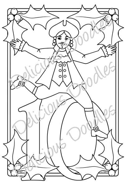 10 male ballet dancers leap. 10 Lords A Leaping Coloring Page Coloring Pages