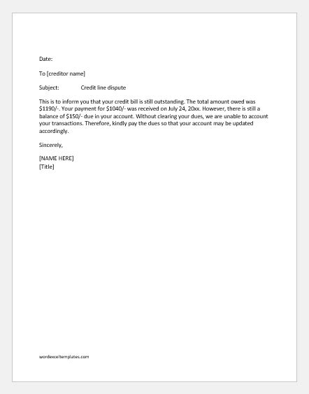 These letters explain financial situations to credit card issuers, banks, or lenders and propose some way they can help you resume regular loan repayment. Miscellaneous Credit Dispute Letters | Word & Excel Templates