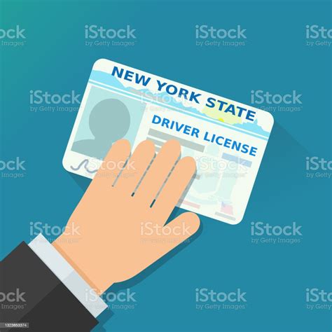 A Hand Presents A New York State Drivers License Stock Illustration
