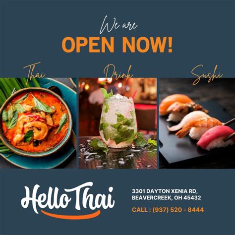 hello thai is now open voted best thai and sushi restaurant in beavercreek oh