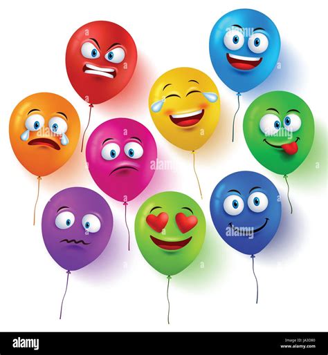 Vector Balloon Faces Colorful Set With Funny Facial Expressions And