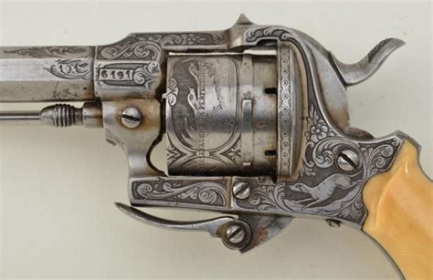 An Engraved Lefaucheux Pinfire Revolver With