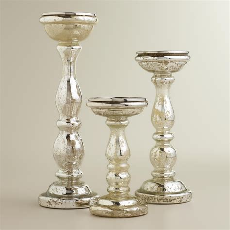 Gold Mercury Glass Pillar Candle Holders Top Home